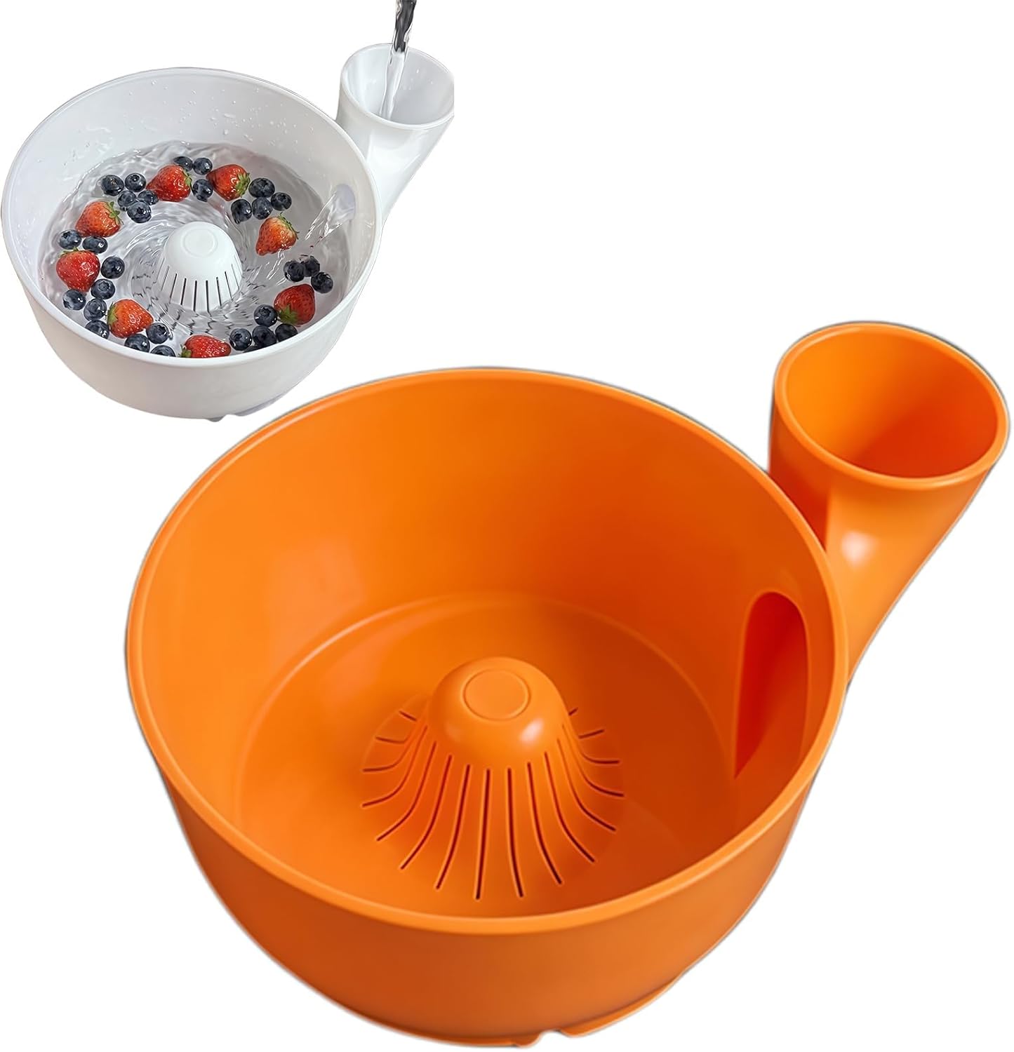 Fruit and Vegetable Washing Bowl, Multifunctional Plastic Colander with Handle, Kitchen Strainer Basket for Berries, Salad, Rinse, Drain, 10 Colors (white, S)