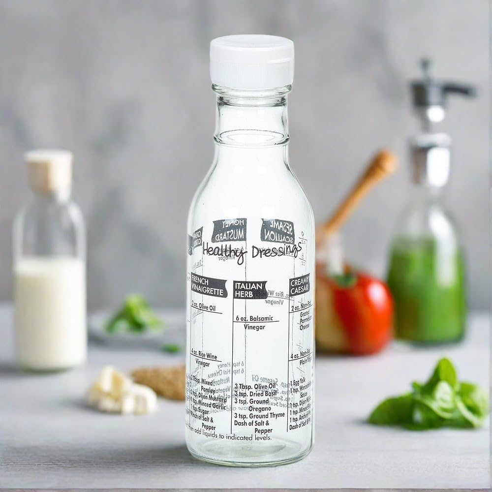 Cuisinox Glass Salad Dressing Shaker Bottle, 8" x 2.5"
