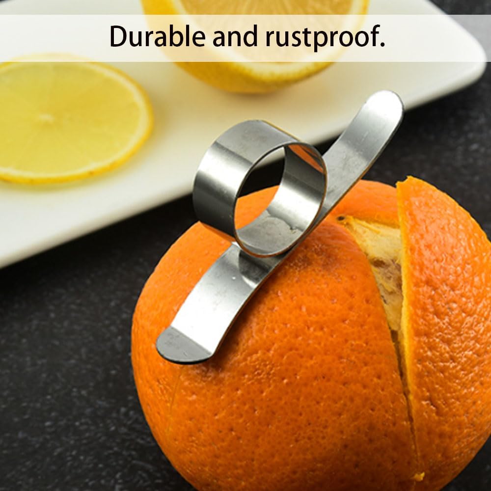 Stainless Steel Orange Peeler Set, Kitchen Fruit Skin Removal Tool, Silver Citrus Peeler Ring with Sharp End, 4 Pack