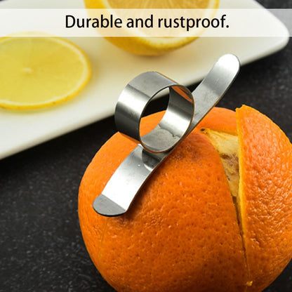 Stainless Steel Orange Peeler Set, Kitchen Fruit Skin Removal Tool, Silver Citrus Peeler Ring with Sharp End, 4 Pack