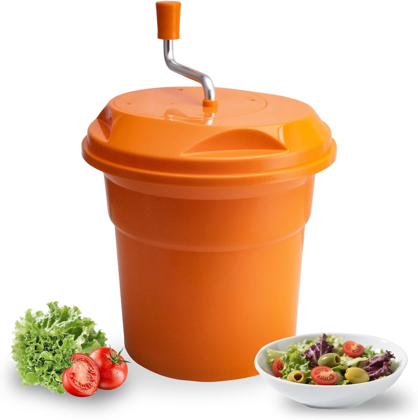2.5 Gallon Salad Spinner,Large Capacity Vegetable Friuts Salad Dryer,Commercial Manual Salad Mixer for Restaurants Kitchen & Catering,Green & Orange. (Green, 2.5 Gallon)