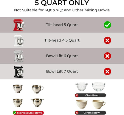 Ceruaxb Silicone Bowl Liners for KitchenAid 5 Qt Tilt-Head Stand Mixer, 3 Pack with Lids, Non-Stick Mixing Bowl Inserts, Food-Grade, Easy Clean, Ideal for Dough Proofing & Food Prep