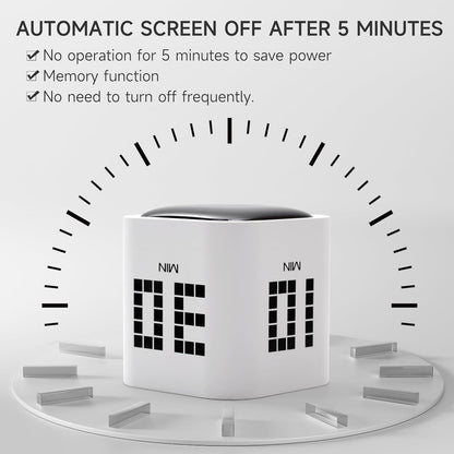 Rotating Productivity Timer 5, 25, 10, 50 Minutes Preset, Desk Cube w/Gravity Sensor for ADHD, Mute Functions, Ideal for Work, Study, Kitchen, Back to School (1, Wood Grain Finish)