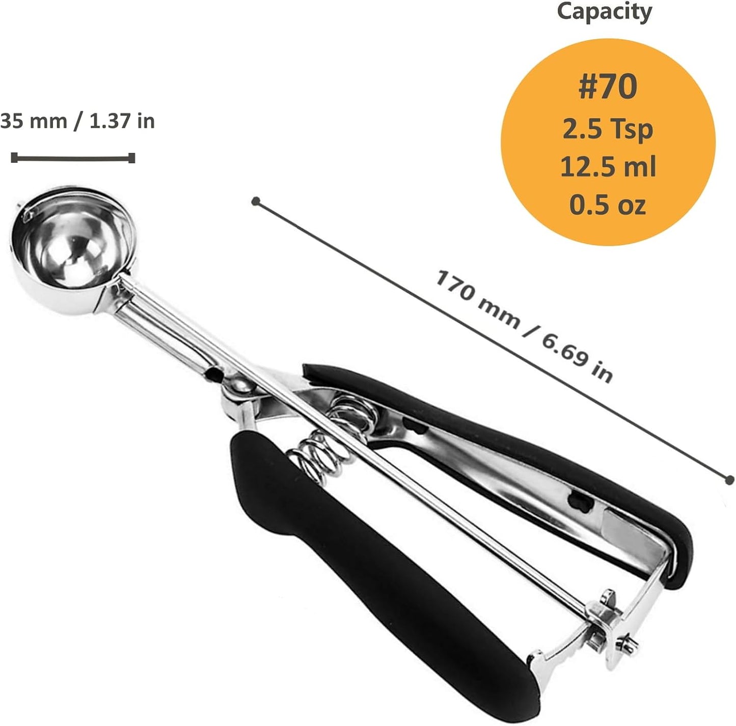 Cookie Scoop, Ice Cream Scoop, 1Tbsp/15 ml/0.5oz Cookie Scoops for Baking, 18/8 Stainless Steel Cookie Scooper for Baking, Ice Cream Scooper with Trigger Release, Cookie Dough Scoop with Non-slip Grip