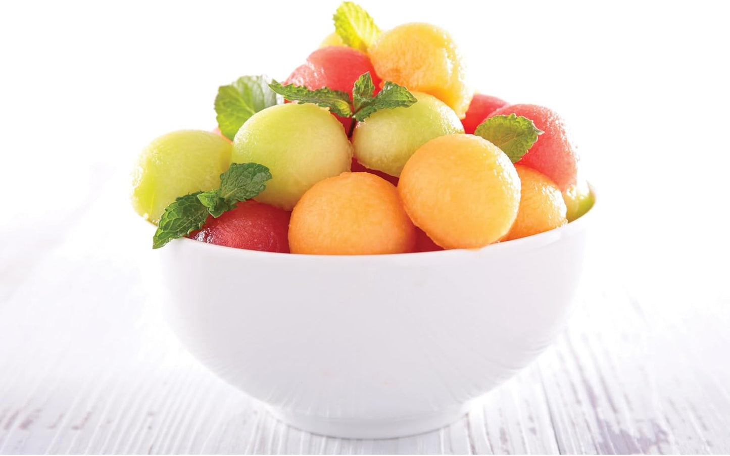 Cat Cora Melon Baller, Professional 18/8 Stainless Steel Dual Blades 10/15-Millimeter for Melon Balls and Garnishes, Ergonomic Soft-Grip Handle
