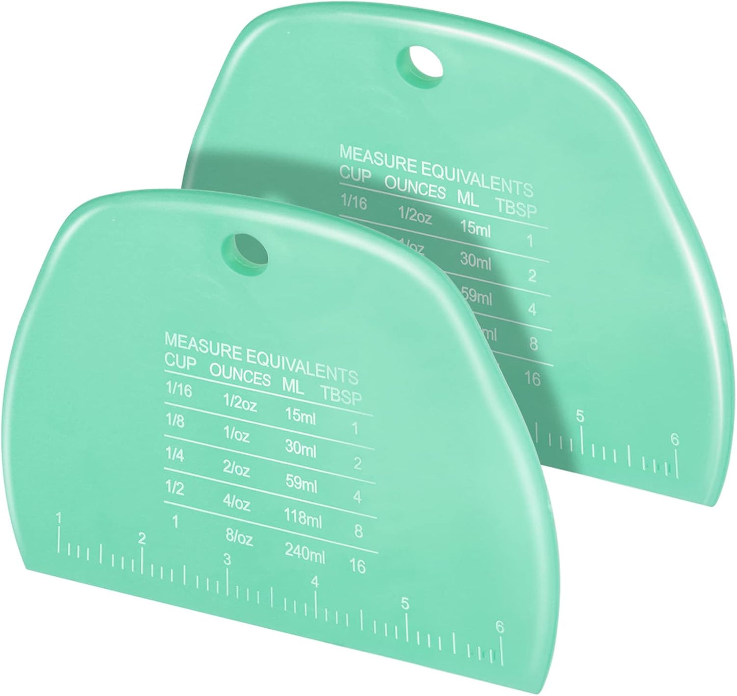 Teenitor 2 Pieces Dough Cutter, Bench Scraper Plastic, Sourdough Scraper, Dough Scraper with Measuring Scale, Multipurpose Food Scrapers for Dough, Cake, Bread, Icing Yellow and Green