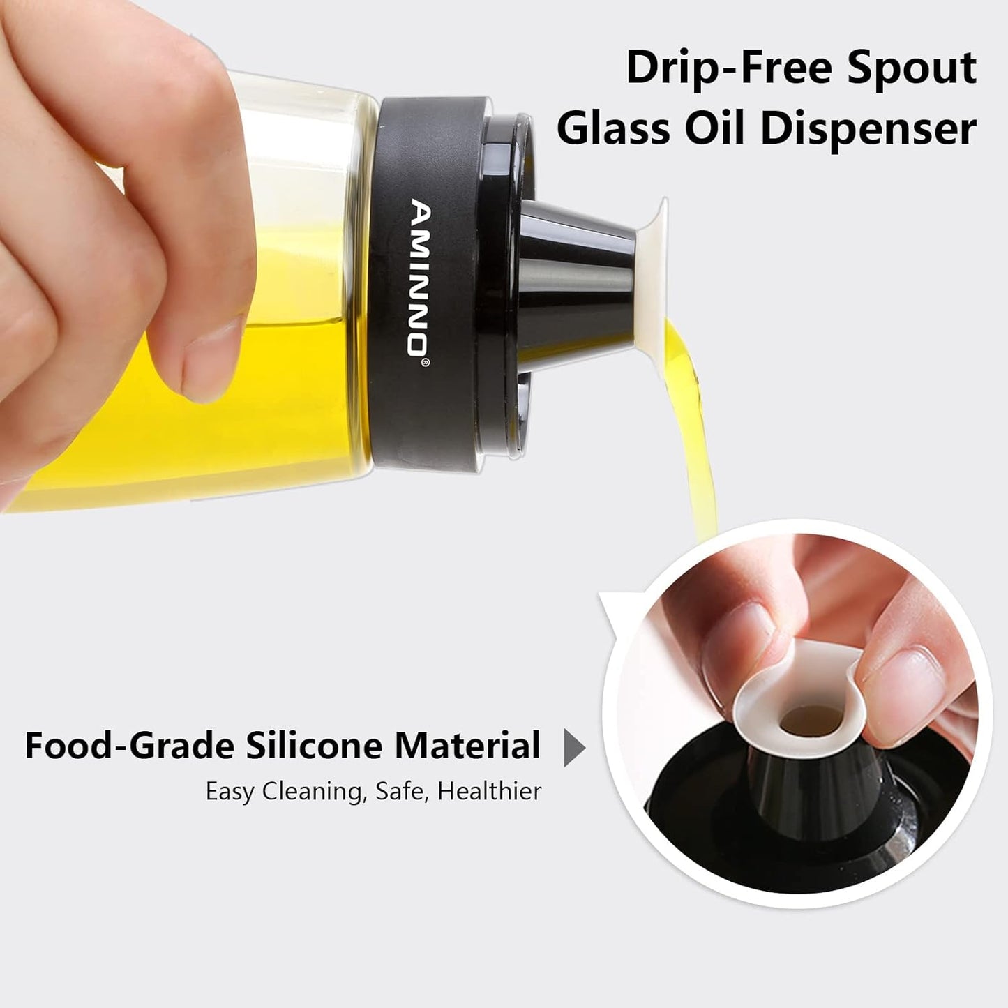 Oil and Vinegar Dispenser 2 Pack, Olive Oil and Vinegar Cruet Dispenser Bottle,Wide Opening(Easy Refilling) with lids, Sealed leakproof, Glass Oil Bottle for Kitchen Cooking, 9.5oz/280ml