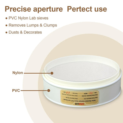 PVC Nylon Lab Sieve 80 Mesh(0.2mm), LVDALAB 7.9Inch(20cm) Diameter Sample Sifter Strainer for Industrial Lab Home