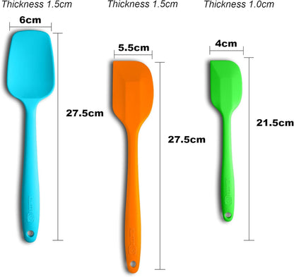 Silicone Spatulas Set Turners Tongs Cooking Utensils Set High Heat Resistant Kitchen Scraper Spatulas for Cooking Mixing Baking BPA Free Dishwasher Safe, Black