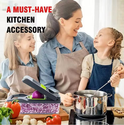 16 in 1 Vegetable Chopper with Container, Multifunctional Veggie Chopper and Mandoline Slicer, Food Chopper with Container, Onion Cutter, Vegetable Dicer and Slicer Kitchen Tool for Easy Meal Prep