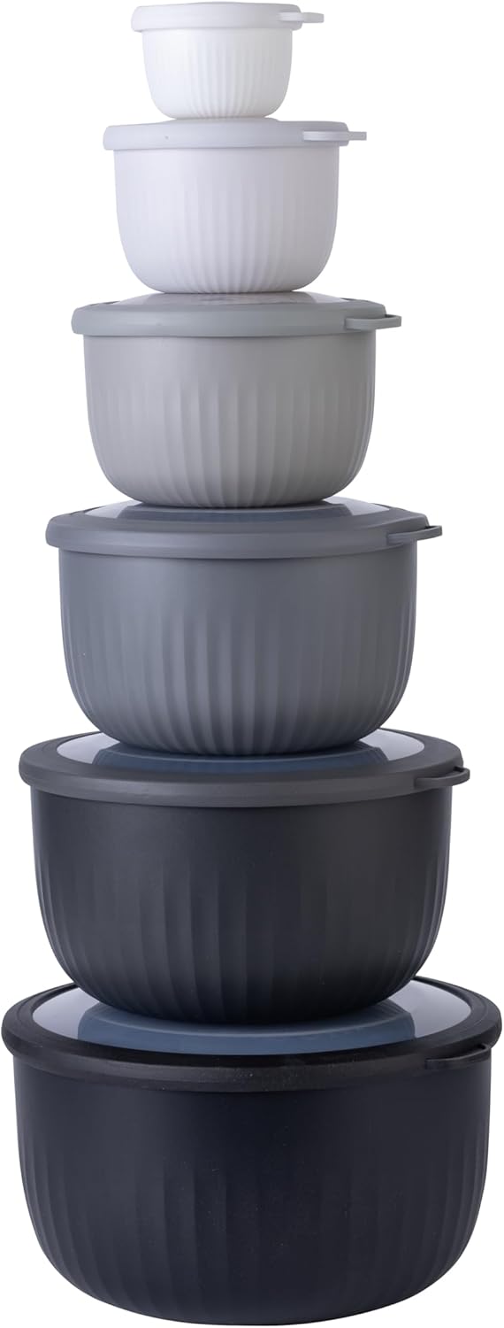 COOK WITH COLOR Prep Bowls with Lids- Wide and Deep Nesting Plastic Small Mixing Bowl Set with Lids, 8 Piece Set - Wide Bowls, Blue