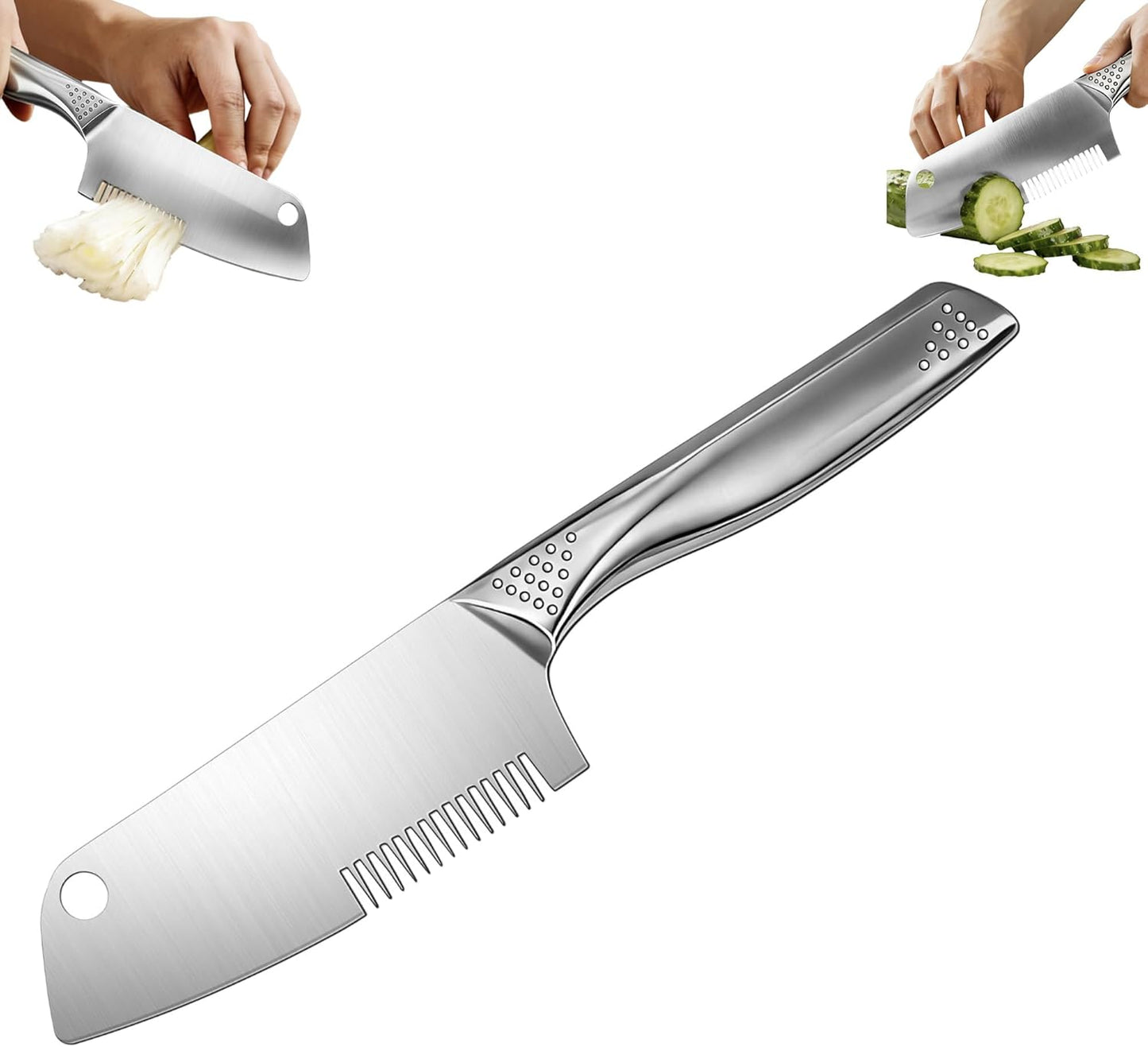 Stainless Steel Multi-Purpose Julienne Peeler, 2-in-1 Vegetable Julienne Slicer Blade, Quick & Easy Kitchen Multifunctional Shredder Cutter Tool for Fruit, Potatoes, Carrot, Green Onion (Small)