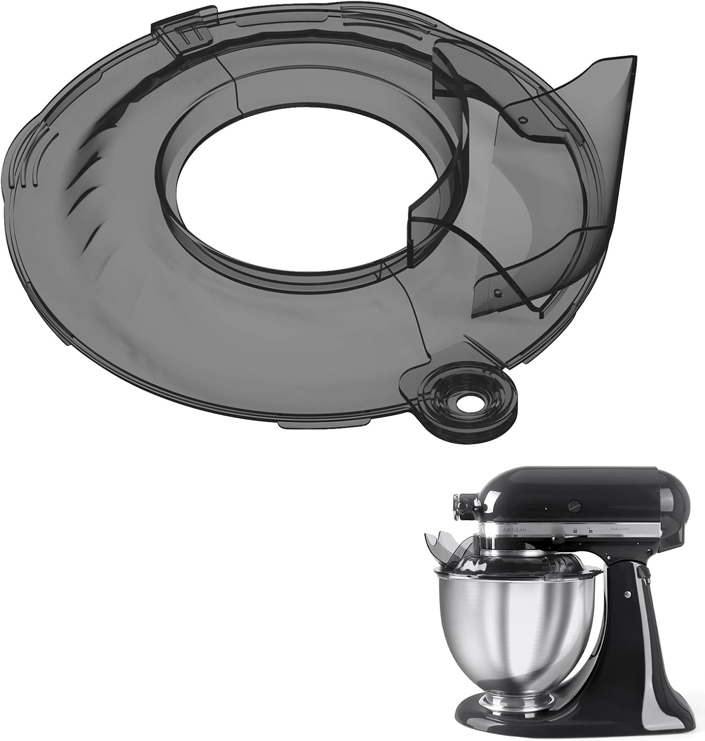 Pouring Shield for KitchenAid Tilt Head 4.5-5 QT (for Stainless Steel Bowls Only), for Kitchen aid Accessories and Attachments, Fully Enclosed Foldable Lid Mixer Bowl Cover & Flour Funnel