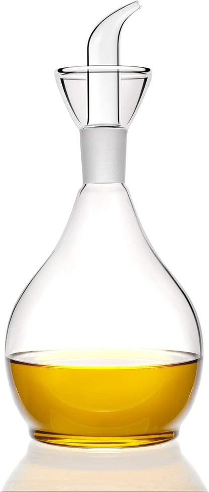 13ounce/ 380 ml Clear Glass Olive Oil Dispenser Bottle - Oil & Vinegar Cruet with Pourers and NO Funnel Needed - Olive Oil Carafe Decanter for Kitchen and BBQ
