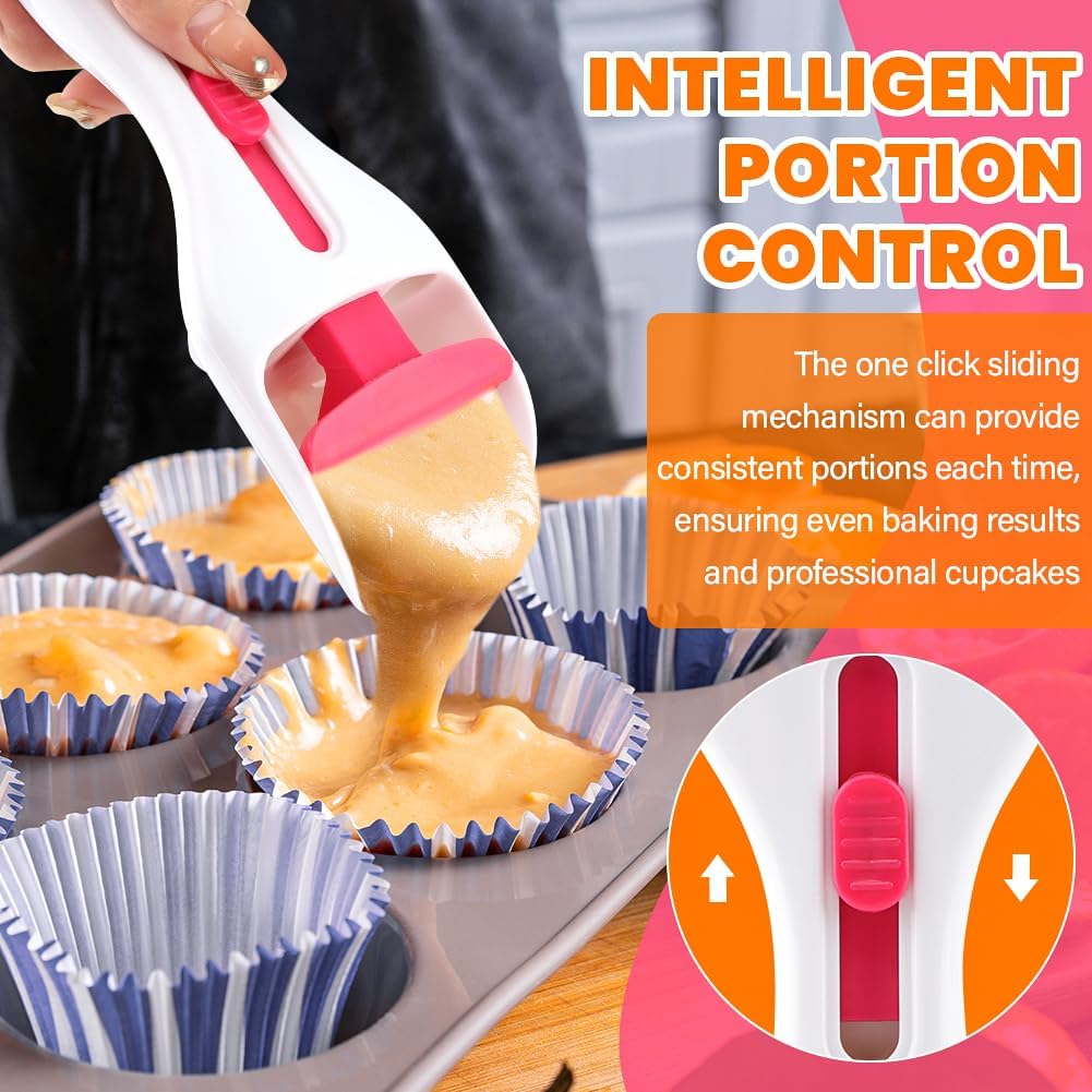 2pcs Cupcake Scoop Batter Dispenser Cupcake Batter Scoop Sliding Button Cake Cream Spatulas for Elegant Baking, Pastry(COLOR:white)
