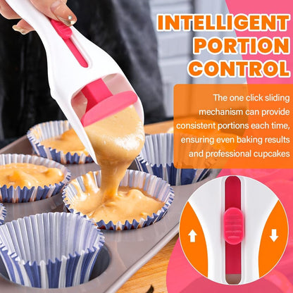 2pcs Cupcake Scoop Batter Dispenser Cupcake Batter Scoop Sliding Button Cake Cream Spatulas for Elegant Baking, Pastry(COLOR:white)