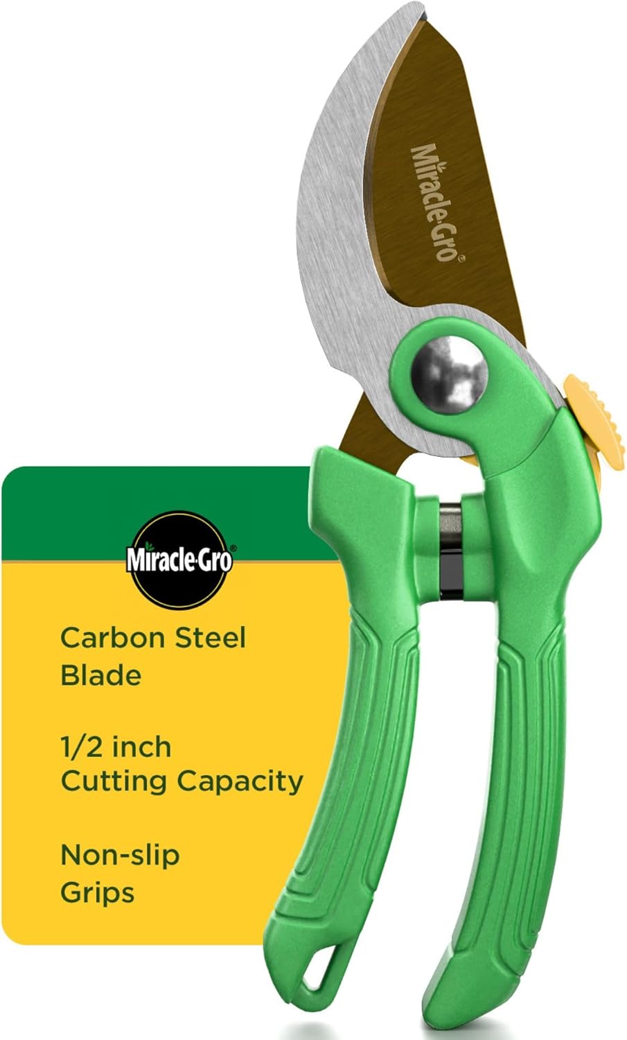 Miracle-Gro 8 in. All-Purpose Steel Garden Utility Shears with Serrated Blades – Comfort Grip Yard and Garden Scissors for Pruning Plants, Flowers, and Herbs