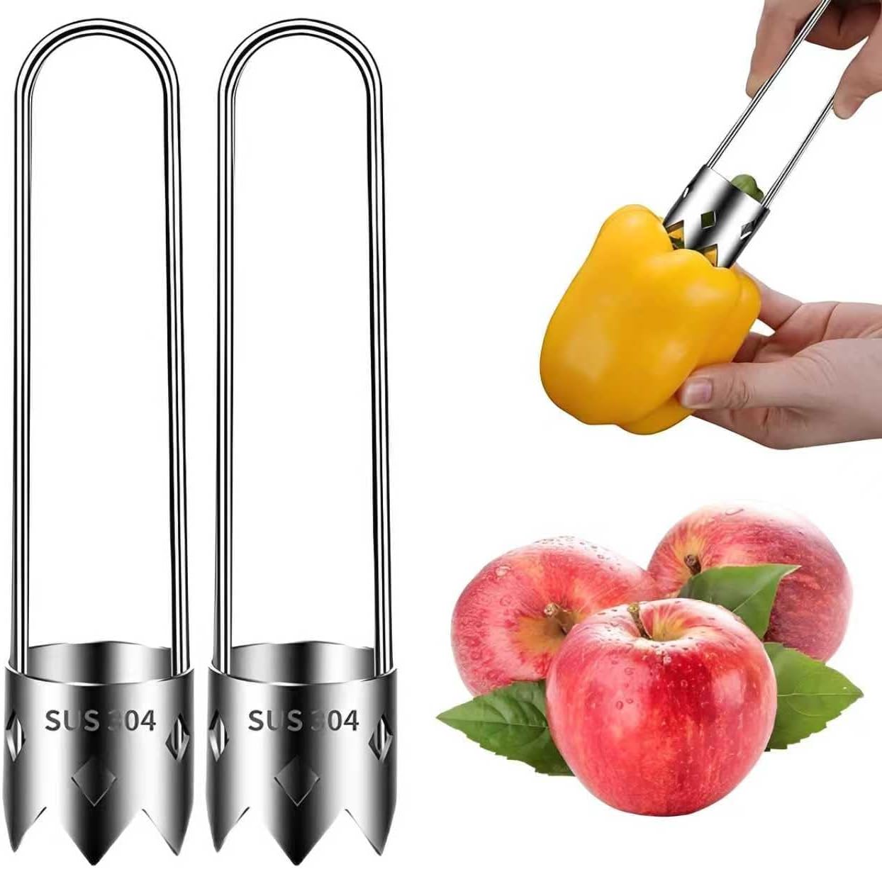 Red Bell Pepper Seed Corer, 2026 New Stainless Steel Fruite Corer, Designed for a Wide Range of Fruits and Vegetables, Kitchen Gadget for Removing Fruit & Vegetable Cores (1pcs)