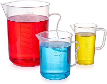 ASEVAT 3-Piece Liquid Measuring Cups Set, 100ml 300ml 1000ml Clear Plastic Measuring Cup with Spout, BPA Free Nesting Measuring Tools for Kitchen Cooking & Baking