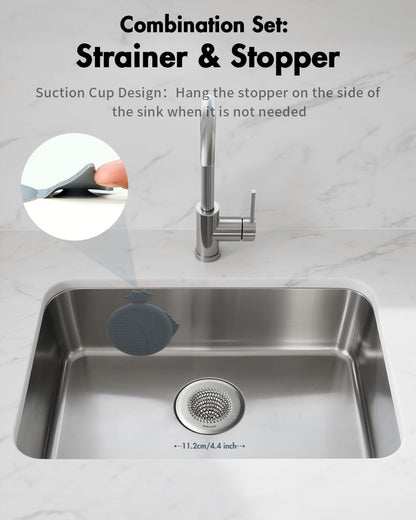 Revolutionary Kitchen Sink Drain Strainer/Patented Reversible Chain Mesh, Effortless Cleaning & Debris Catcher, Large Capacity, Anti-Clog, 304 Stainless Steel & Rust-Proof/Handmade