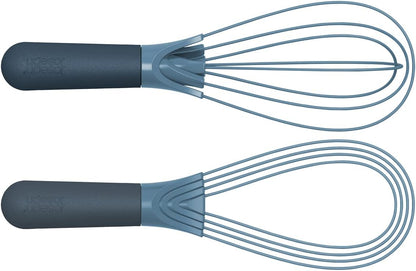 Joseph Joseph Twist Whisk 2-In-1 Collapsible Balloon and Flat Whisk Silicone Coated Steel Wire, Sky Blue