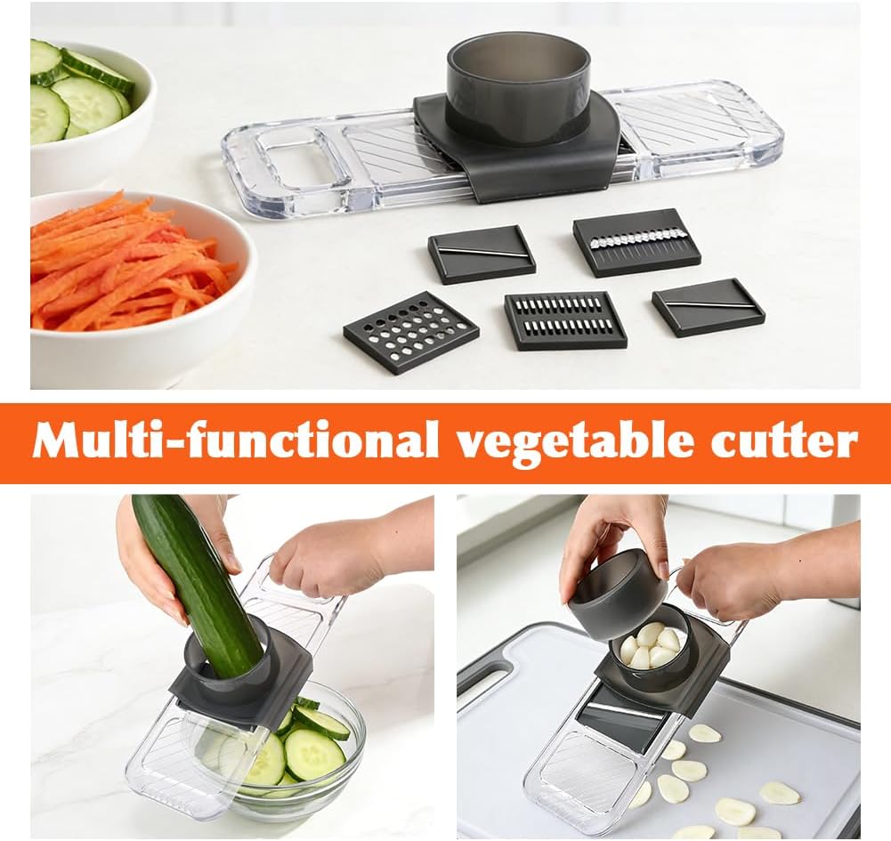 Mandoline Slicer for Kitchen,6-in-1 Adjustable Mandolin Blade with Safe Hand Guard,Stainless Steel Mandoline Food Slicer, for Kitchen,Potato,Tomato,Carrot,Vegetable,Fruit Cutter