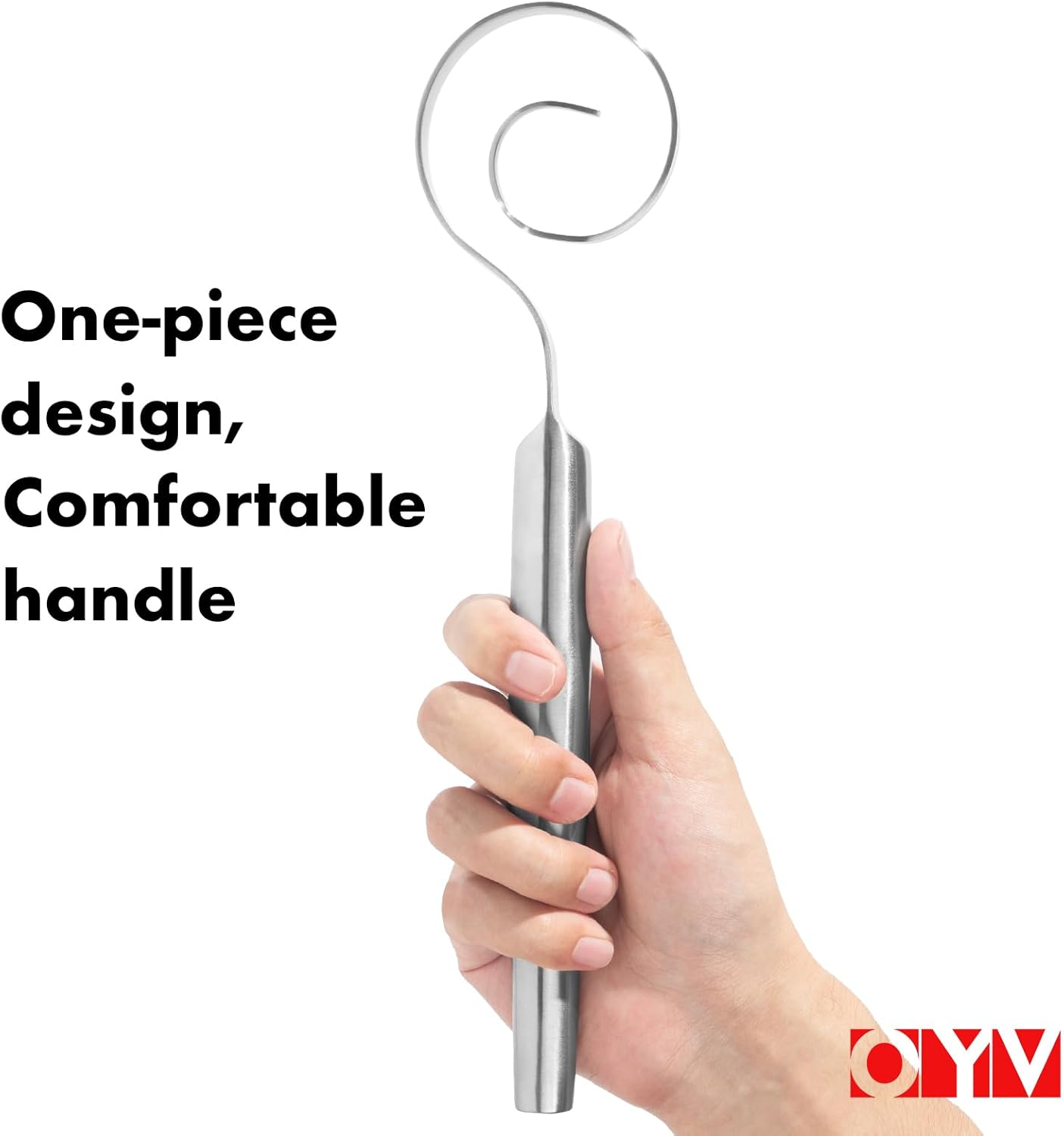 OYV Seamless Dough Whisk, 18/10 Stainless Steel Danish Dough Wisk, 9" Bread Whisk for Sourdough, Cookies, Pizza, Pastry, Dishwasher Safe Dough Hook