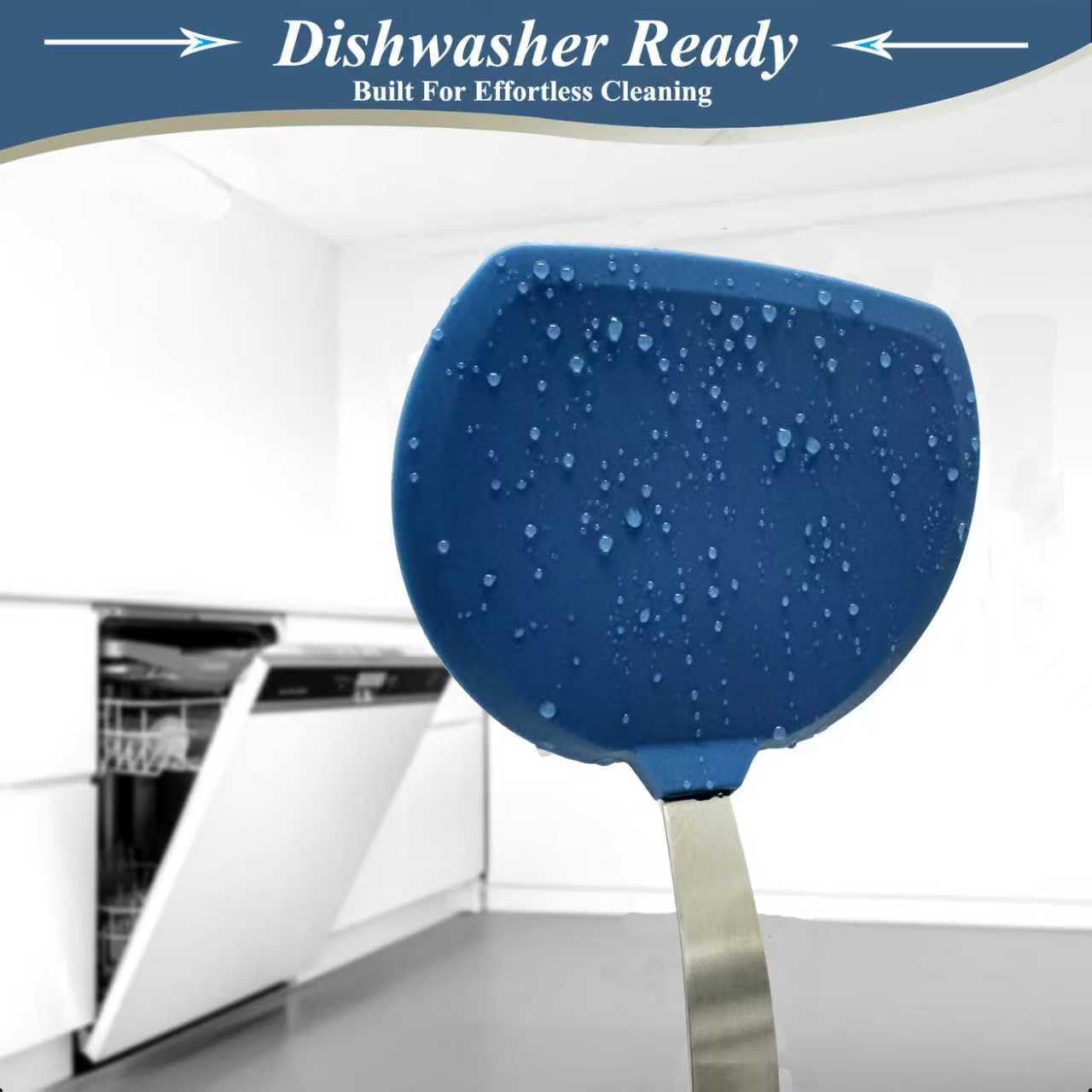 Silicone Spatula Turner Set of 3, Heat Resistant Large Wide Spatula for Pancake, Silicone Fish Spatulas Flipper for Cooking & Non-stick Cookware, BPA Free Rubber Cooking Untensil Set