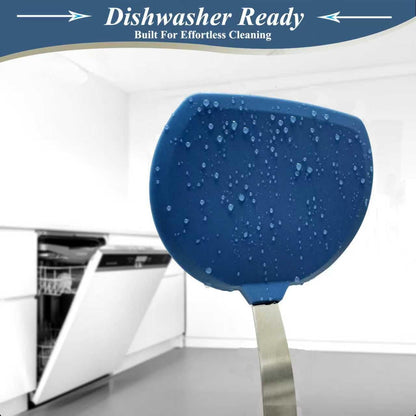 Silicone Spatula Turner Set of 3, Heat Resistant Large Wide Spatula for Pancake, Silicone Fish Spatulas Flipper for Cooking & Non-stick Cookware, BPA Free Rubber Cooking Untensil Set