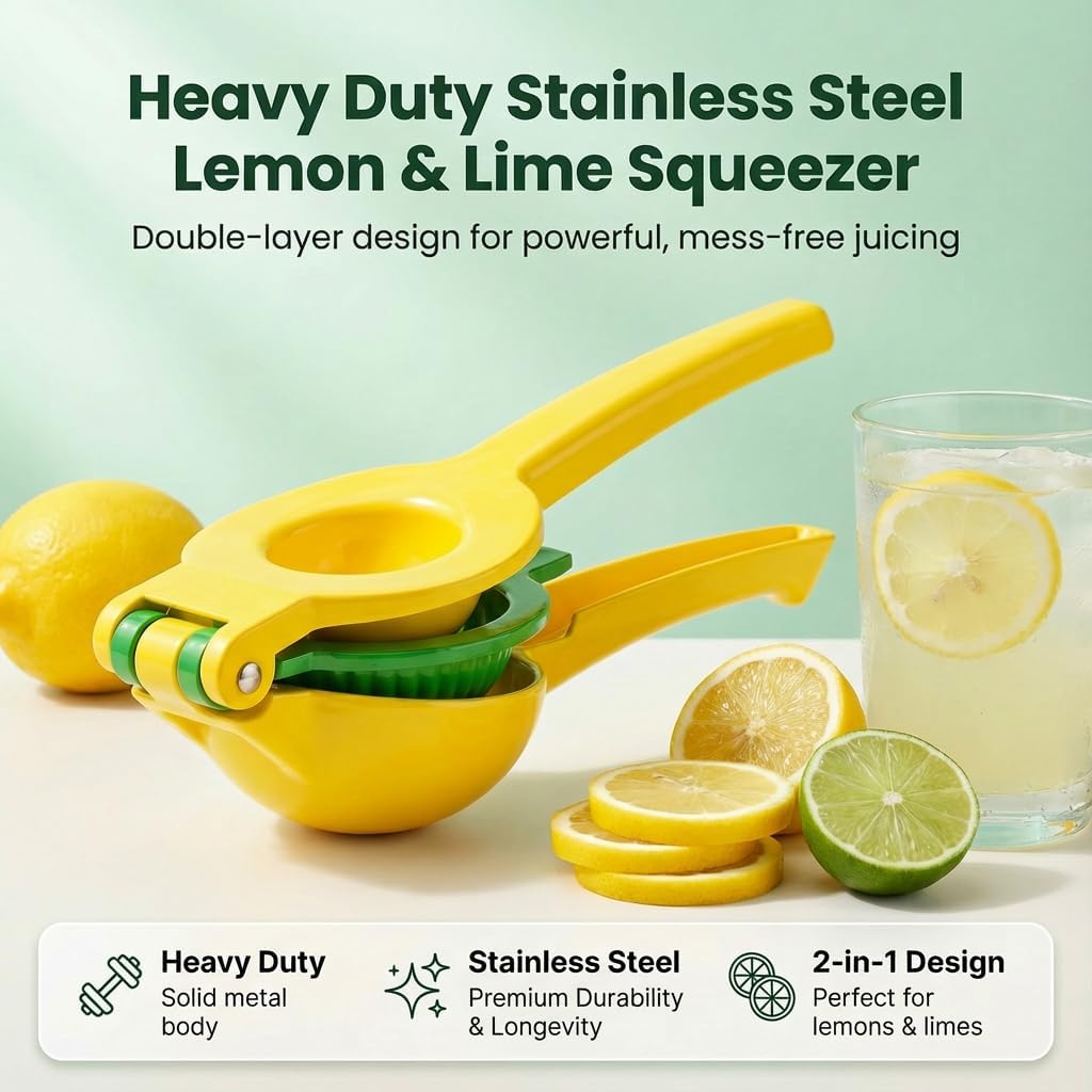 Stainless Steel Manual Juicer Citrus, Lemon Squeezer, Fruit Juicer Lime Press Metal, Professional Hand Juicer Kitchen Tool Bar Juicer for Bartender Accessories