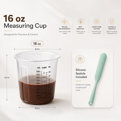 Palksky Silicone Chocolate Melting Cup Set with 4 Silicone Measuring Cups (250ml & 350ml) and 4PCS Heat-Resistant Jar Spatulas, Non-Stick Baking Tools for DIY Chocolate, Butter & Cream Mixing