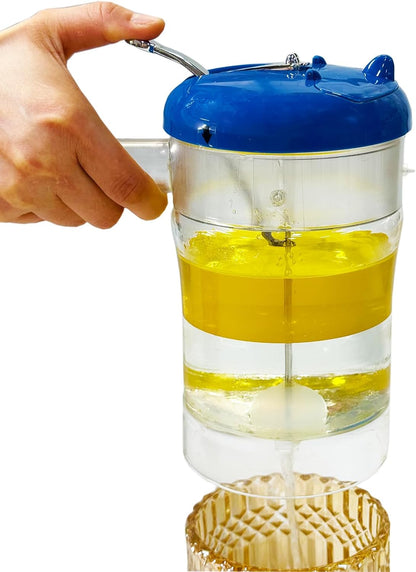 Glass Fat Separator, 4-Cup Gravy Separator with 304 Stainless Steel Strainer, Heat-resistant Glass Grease Separator with Bottom Release