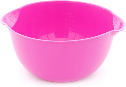 Mintra Home Mixing Bowl w/Colander (Large 4.5L, Red) - For Washing & Draining Fruits And Vegetables - Heavy Duty Plastic for Baking, Cooking Supplies - Dishwasher Safe
