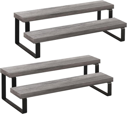 YINMIT Wooden Display Riser Stand, Tiered Perfume and Cologne Organizer Stand, 4 Tier Spice Rack Organizer, Rustic Display Shelf for Candles (4 Tier)