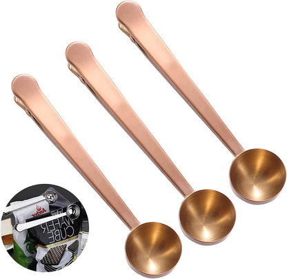 Coffee Scoop Clip Stainless Steel Tablespoon Coffee Spoon With long handle Multifunction Sealing Bag Clip For Tea, Coffee, Protein Powder, Instant Drinks, Kitchen Tools