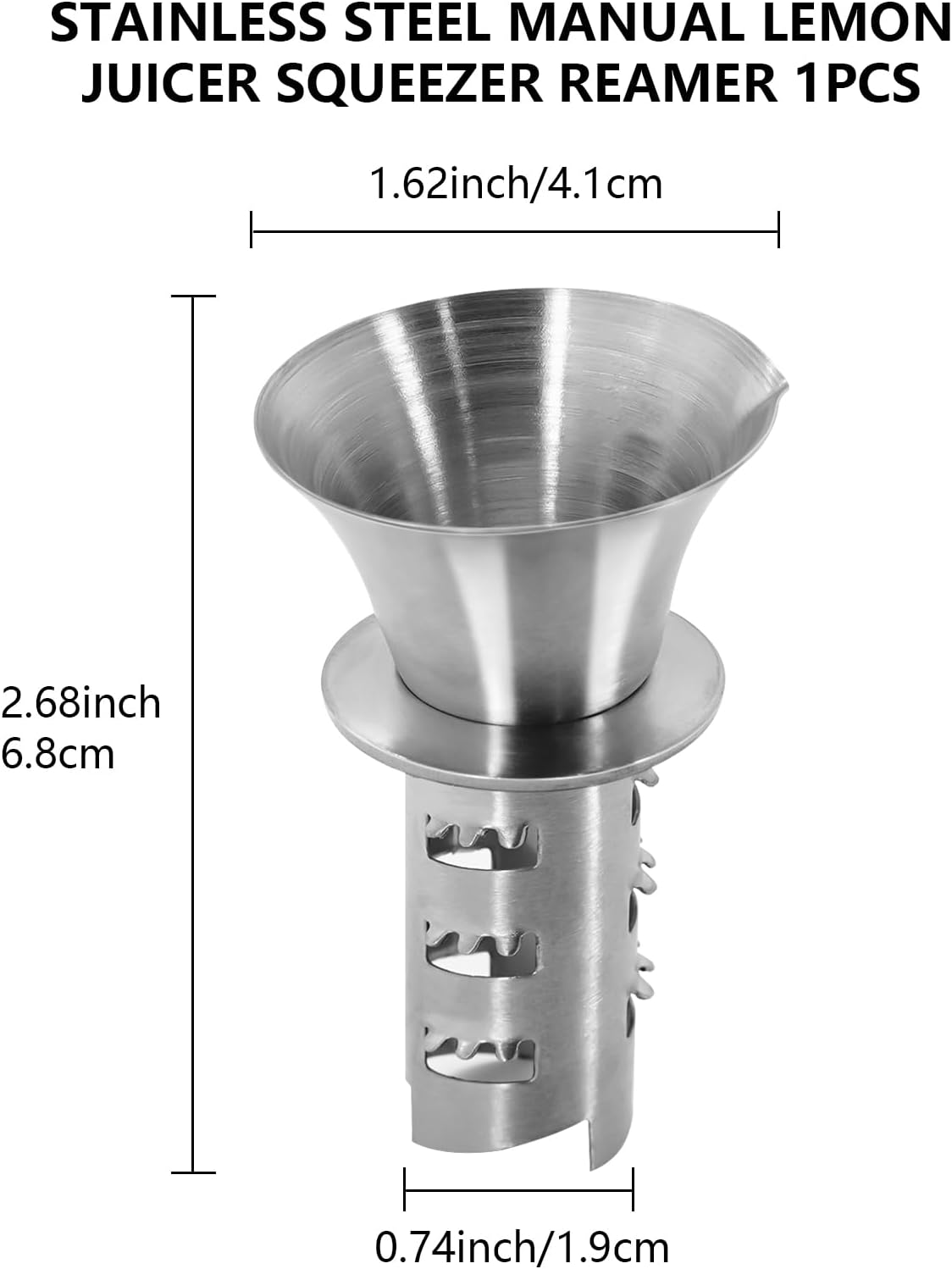 1Pc 18/8 Stainless Steel Manual Lemon Juicer Squeezer, Easy Squeeze Small Hand Juicer and Reamer, Hand Citrus Juicer and Lemon Pourer, Screw Limes squeezer, Dishwasher Safe (1)