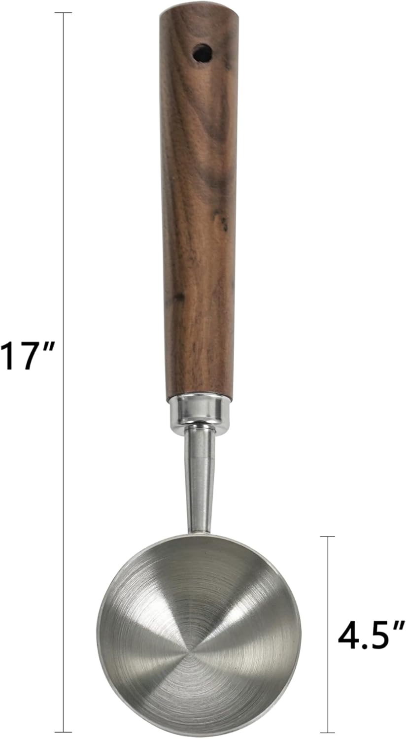 Stainless Steel Coffee Scoop with Walnut Handle - 2 Tablespoon Metal Measuring Spoon for ground Coffee, Espresso, Bath Salts, Formula - Durable Multi-Purpose Scooper (Silvery)