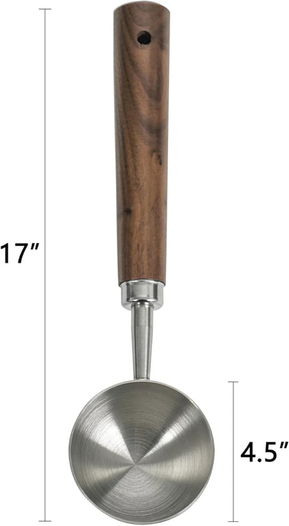 Stainless Steel Coffee Scoop with Walnut Handle - 2 Tablespoon Metal Measuring Spoon for ground Coffee, Espresso, Bath Salts, Formula - Durable Multi-Purpose Scooper (Silvery)