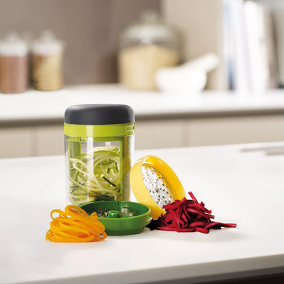 Joseph Joseph Spiro Hand Held Vegetable Slicer Spiralizer, Spaghetti Zoodle Zucchini Noodle Food Maker, Dishwasher safe - Green