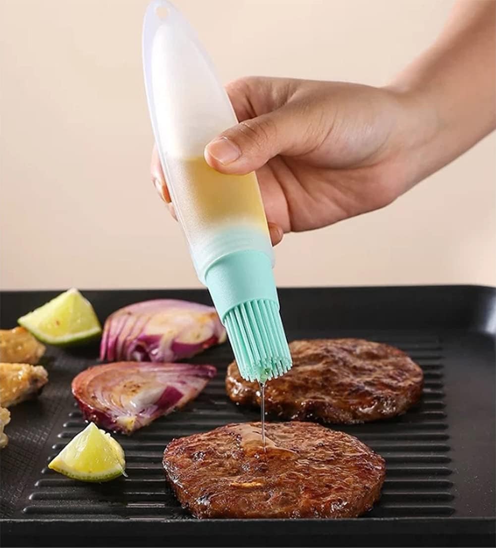 AKOAK 3 Pcs Barbecue Bottle Brush Pastries Applicator Tip Tail Home Pressing Silicone Bottle Kitchen Baking Tool for Cooking and Roasting with Silicone Bottle and Silicone Bottle Brush