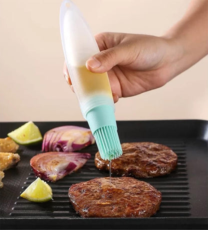 AKOAK 3 Pcs Barbecue Bottle Brush Pastries Applicator Tip Tail Home Pressing Silicone Bottle Kitchen Baking Tool for Cooking and Roasting with Silicone Bottle and Silicone Bottle Brush
