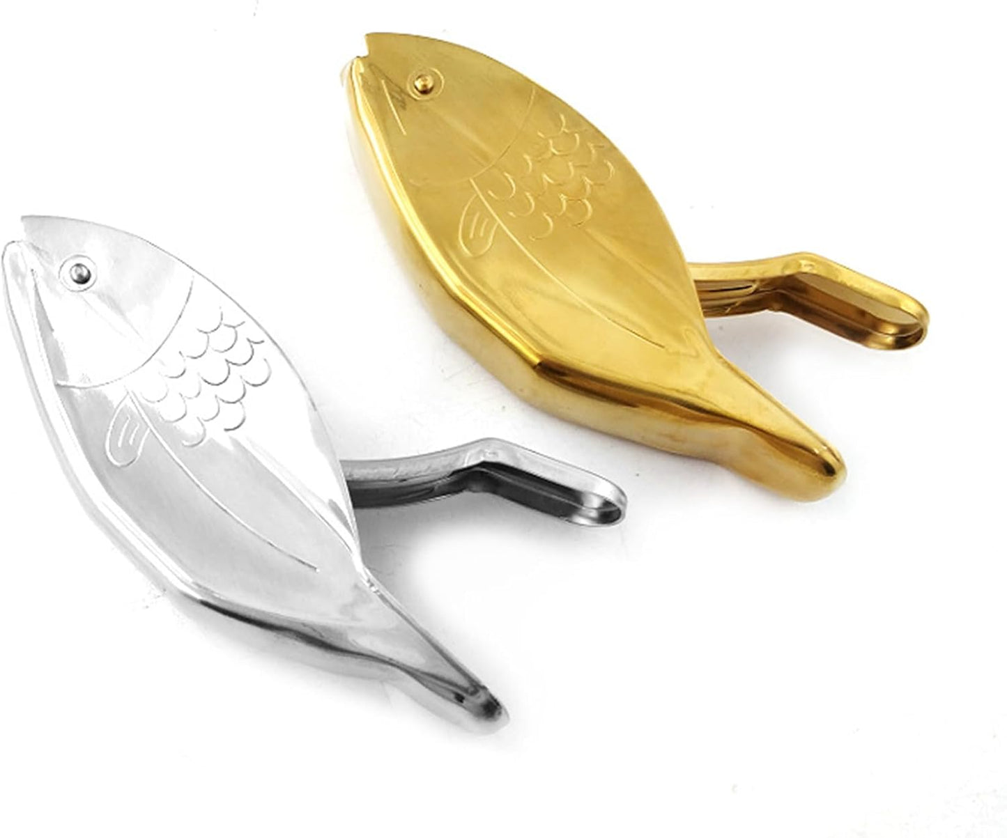 Fish Shape Lemon Squeezer, Stainless Steel Manual Lemon Juicer, Portable Lime Citrus, Heavy Duty Manual Squeeze Hand Press Juice for Cocktails Drinks Cooking (Gold)