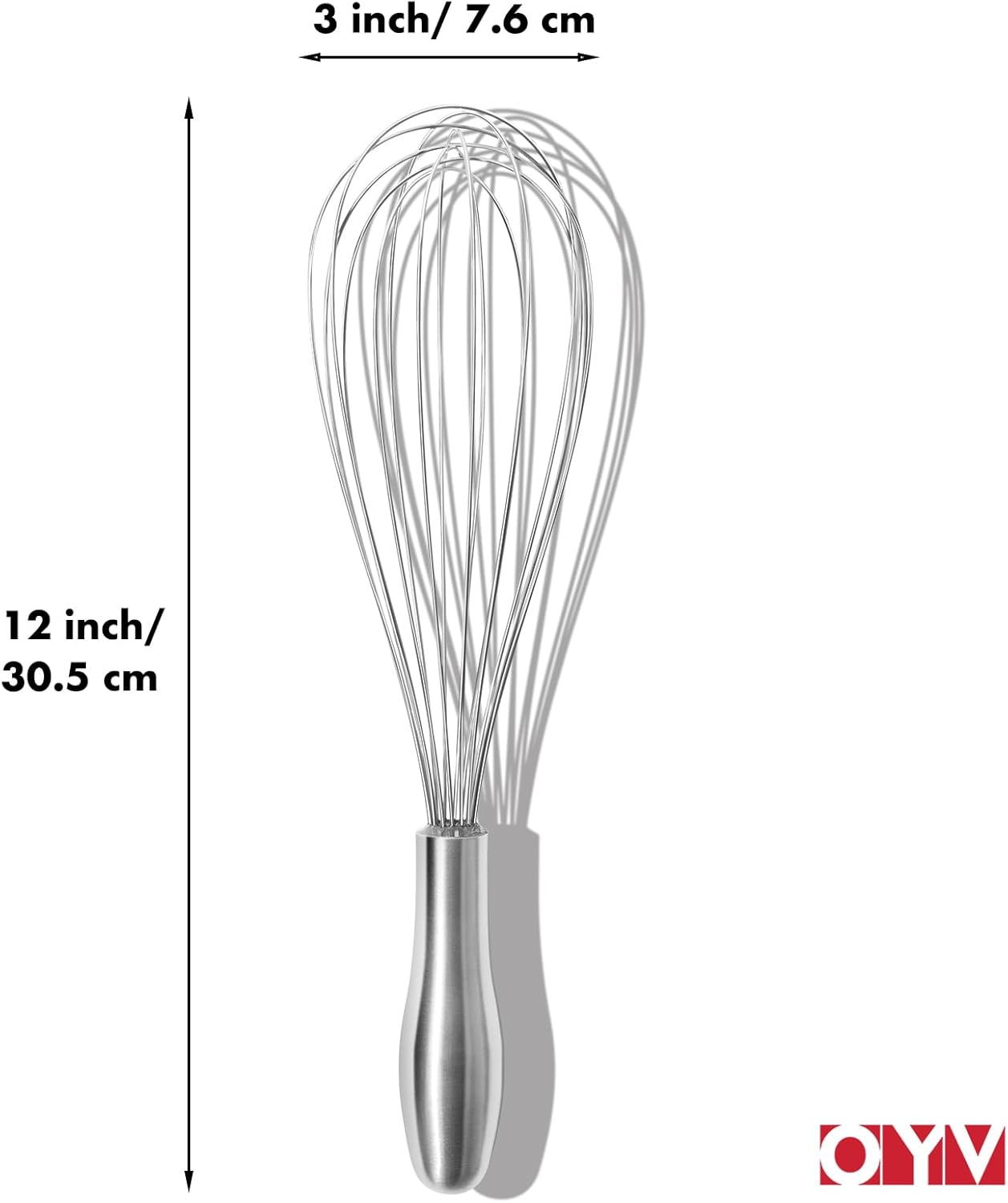 OYV 18/10 Stainless Steel Whisk, Ergonomic Handle, Dishwasher Safe Metal whisk, Professional Whisk for Kitchen Cooking, Perfect for Blending, Whisking, Baking, and Beating, 10-Inch Wire Wisk