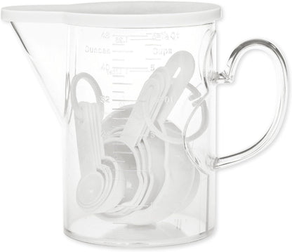 Measuring Cups and Measuring Spoons Set of 10 Pieces, Supreme Housewares Plastic Multi-Purpose Home Essentials Cooking, and Baking Tools BPA Free Dishwasher Safe for Liquid and Dry (Pink)