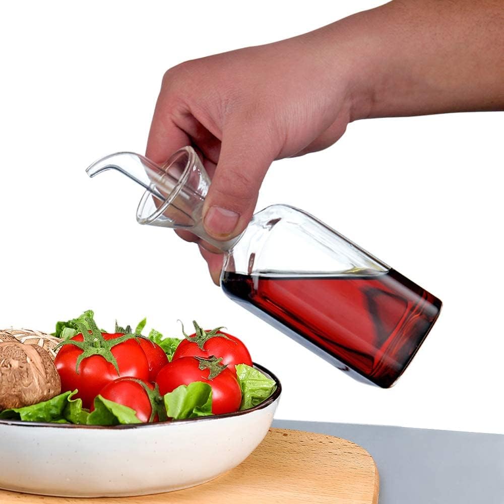 Olive Oil Pourer Olive Oil Vinegar Cooking Wine cotainer Salad Dressing Glass, Oil Bottle Vinaigrette Dispenser Drizzle Cruet 17oz Glass Oil Bottle for Kitchen