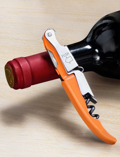 CORKAS Wine Key - Professional Handcrafted Heavy Duty Waiter Corkscrew, Compact Wine Opener with Double Hinged, Foil Cutter and Bottle Opener, Gifts for Servers, Sommelier, Bartenders - Red