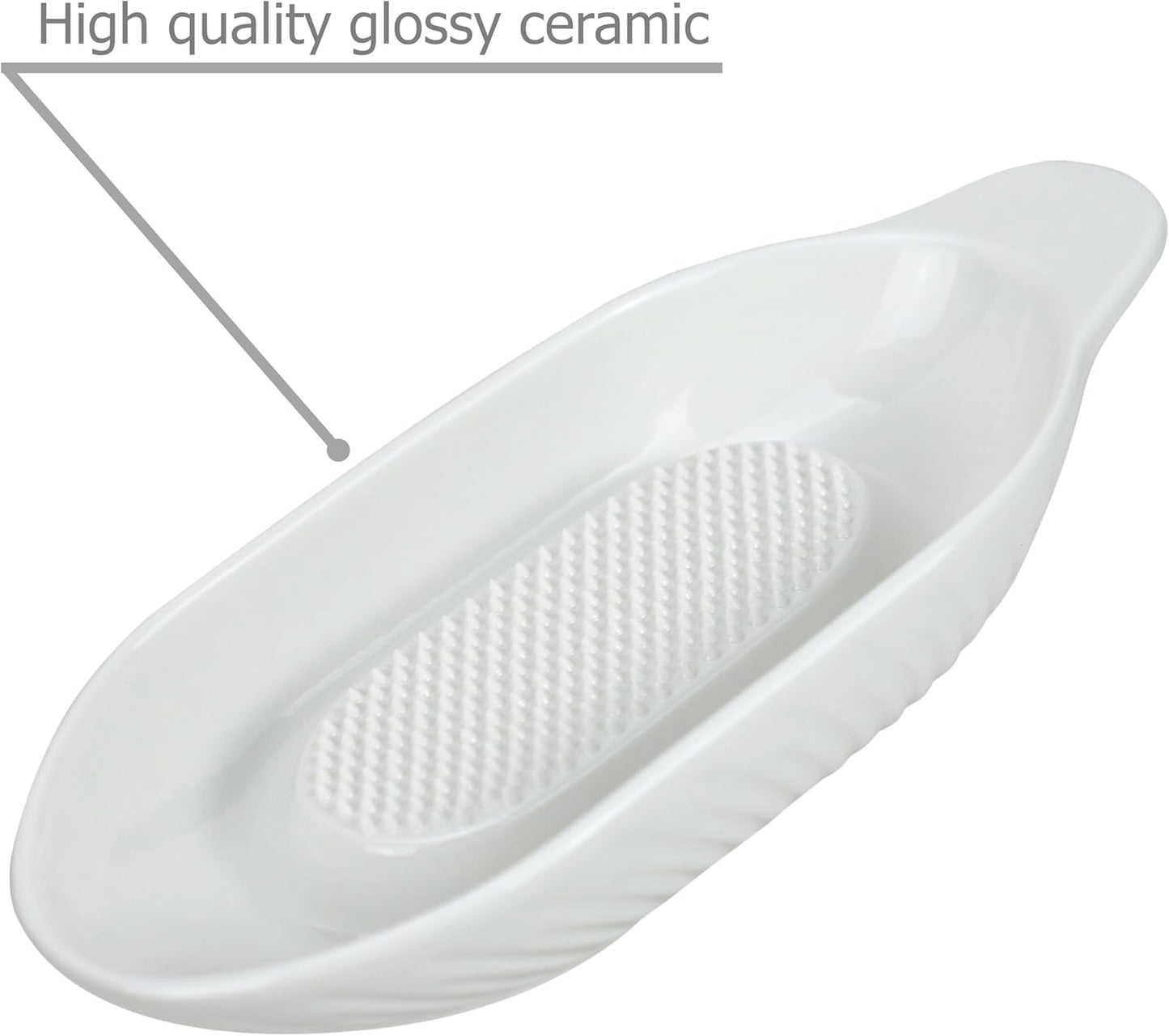 EIKS Ceramic Ginger Grater Plate with Scraper for Grinding Wasabi Ginger Garlic Cheese Fruits Vegetables