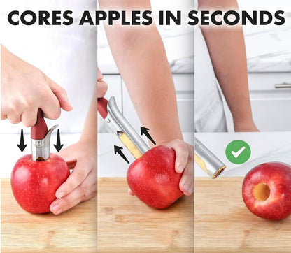 Premium Apple Corer & Cherry Pitter Tool, Coring tool for Baking, Easy Coring Durable Apple Core Remover for Baking Apples (Red)