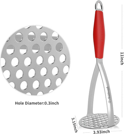 Joyoldelf Heavy Duty Stainless Steel Potato Masher with Potato Peelers, Masher Kitchen Tool & Food Masher/Potato Smasher with Silicone Handle, Perfect for Bean, Vegetable, Fruits, Avocado, Meat