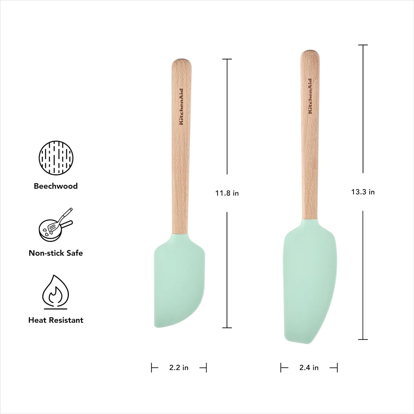 KitchenAid Bamboo Spatula Set, 2-Piece, Aqua Sky